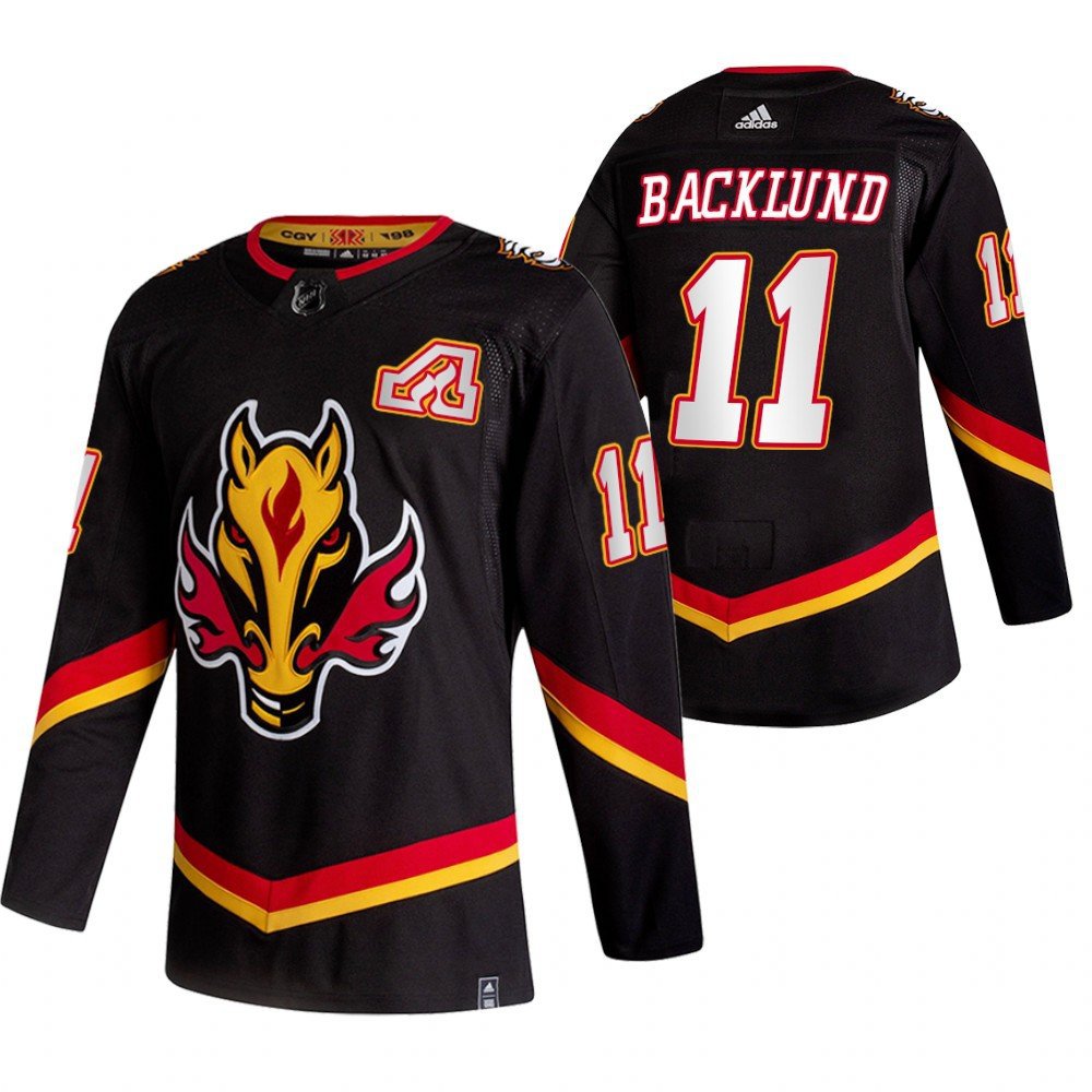 Calgary Flames #11 Mikael Backlund Black Reverse Retro Alternate Jersey