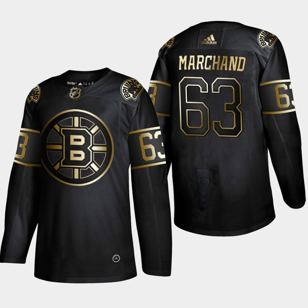 Boston Bruins #63 Brad Marchand Black Golden Edition Authentic Jersey