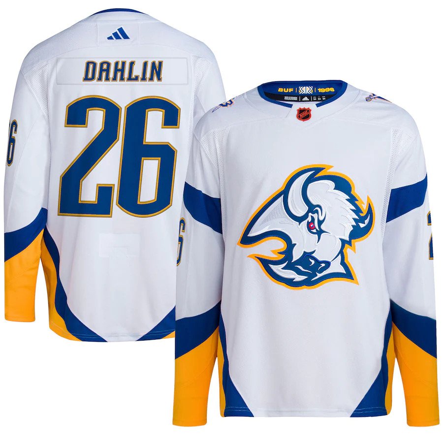 Men's Buffalo Sabres #26 Rasmus Dahlin White Reverse Retro 2.0 Stitched Hockey Jersey